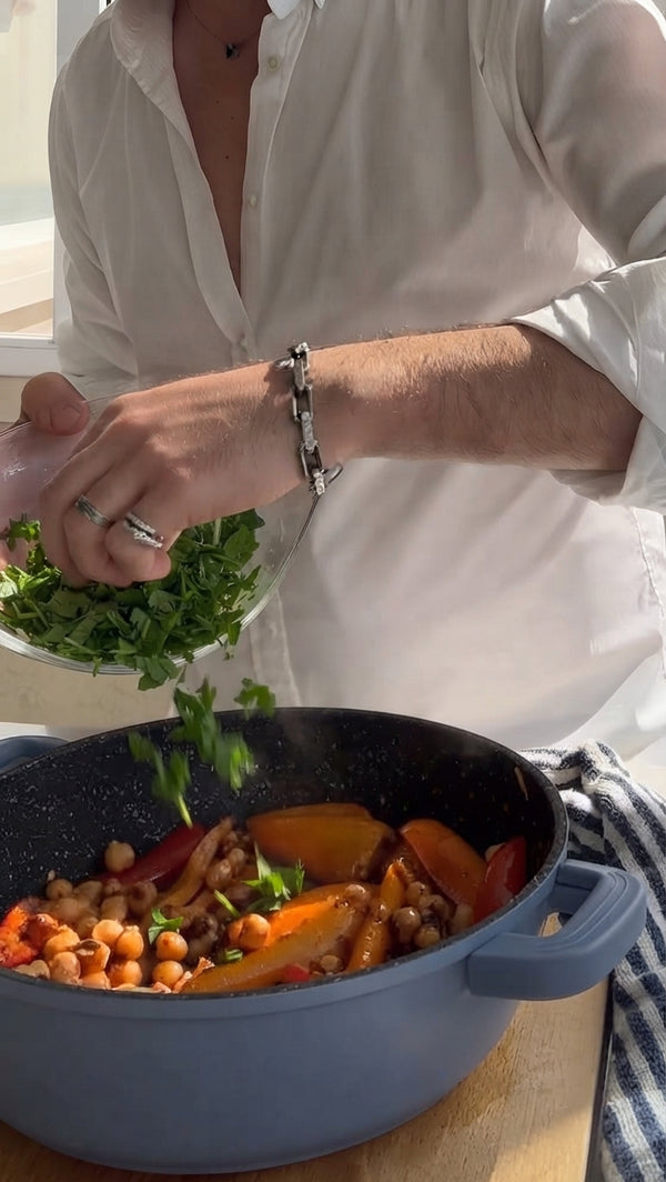 Sauté vegetables over medium heat for 5 minutes until fragrant and softened.