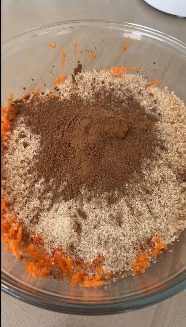 Gently fold condensed milk, vanilla extract, and cooled spiced carrots into whipped cream.