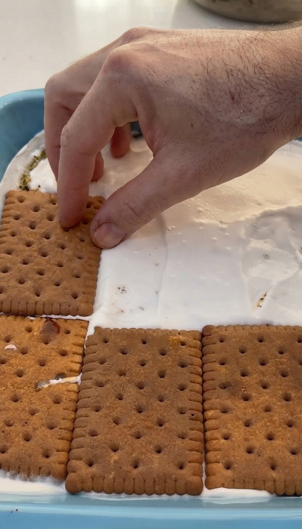 Process 1/3 of the biscuits finely for the topping; reserve whole biscuits for layers.